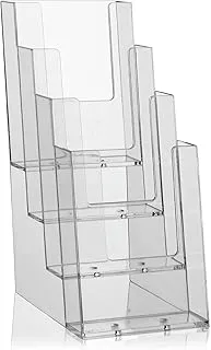 BPA® Acrylic , Brochure Holder/Flyer Holder 4 Compartments, size : 16.6x15.5x28.6 cm , clear .