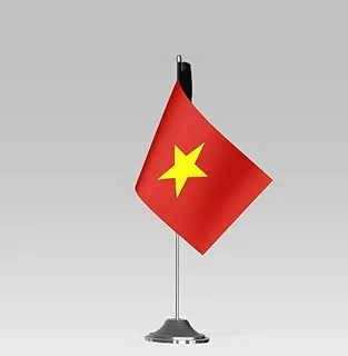 علم طاولة صغير الحجم BPA® VIETNAM FLAG مع حامل ديكور مكتبي أنيق (23 × 10 سم)