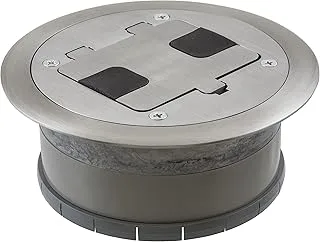 TRADESELECT RF406ALU Floor Box Cover with 15A 125V Outlet Included, Aluminum