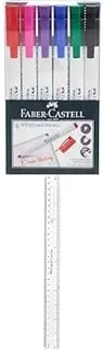 Faber-Castell Whiteboard Marker Slim Wallet Of 6Pc + Plastic Slim Ruler 12-Inch