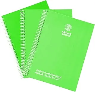 Sadaf Single Line Spiral Hard Cover 100 Sheet Notebook, A4 Size, Green