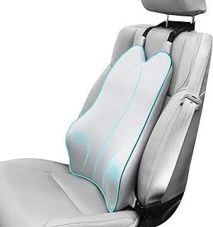 Dreamer Car Back Support Cushion with 2 Straps Designed for Car Seat,Balanced Softness High Density Memory Foam Lumbar Support Pillow with Ergonomic Streamline Designed for Sciatic Pain Relief,Gray