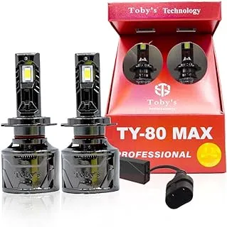 Toby’s TY80 MAX 2 Pieces 160W (Pair) Original Tested LED Headlight Bulb Assembly 16000 Lumens(Pair) 80W/Piece Power Xtreme Bright With Color Temperature 6500K (9006)