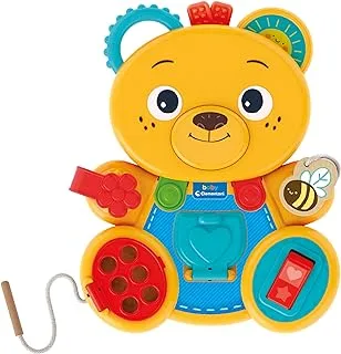 Clementoni Montessori Baby Bear Busy Panel, With Elements in Different Materials And Lots of Activities to Explore, Psychomotor - Sensory - Cognitive - Logical Development