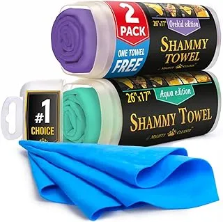 Premium Chamois Cloth for Car - 2pack + 1 Bonus Car Shammy Towel - 26ââ‚¬Âx17ââ‚¬Â - Super Absorbent Reusable Shammy Cloth for Car - Scratch-Free