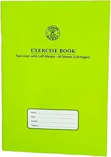 Sadaf 2 Line with Left Margin 120 Pages Exercise Book, A5 Size, Green