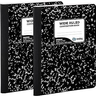 Marble Composition Notebook Wide Ruled Paper, 2 Pack, 9-3/4