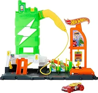 Hot Wheels City Super Recharge Fuel Station with 1:64 Scale Toy Car