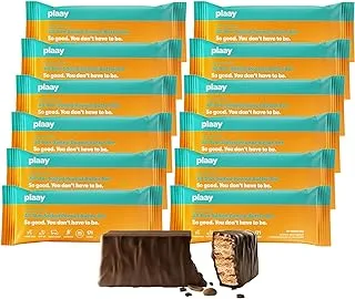 Plaay Salty Peanut Chocolate Bar, 12 x 35g, Grass-Fed Whey Protein, Dark Chocolate Bar, Gluten-Free, Refined Sugar-Free