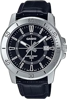 Casio Men's Watch - MTP-VD01L-1CVUDF Black Dial, Brown Band