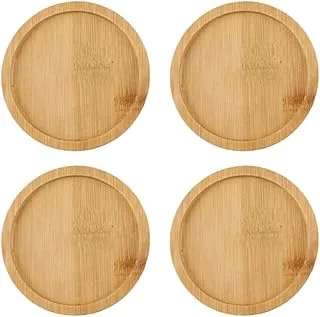 BPA® 4pcs Plant Saucer Bamboo Saucers Wooden Flower Pot Base Round Plant Pot Tray Plant Container Accessories for Indoor Outdoor Home Garden