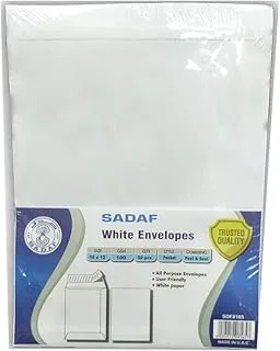 Sadaf 100gsm Peel and Seal Pocket Envelopes Set 50-Pieces, 16 cm x 12 cm Size, White