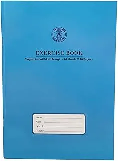 Sadaf Single Line 70 Sheets Exercise Book with Left Margin, A4 Size, Blue