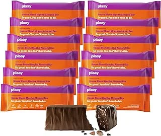 Plaay Mocha Almond Chocolate Bar, 12 x 35g, Pea Protein, Vegan Dark Chocolate Bar, Gluten-Free, Refined Sugar-Free