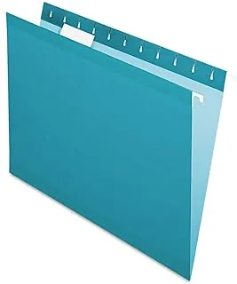 Pendaflex Reinforced Hanging File Folders, Letter Size, Teal, 1/5 Cut, 25/BX (4152 1/5 TEA)