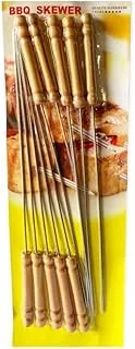 L.T.R BBQ Skewer Set 10-Pieces Outdoor Cooking Camping Gathering Turkish Skewers with Wooden Handle, Stainless Steel Kebab Skewers, for Koobideh Kebab, Turkish Style BBQ