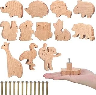 Qunclay Wooden Animal Cabinet Knobs Decorative Wood Dresser Screws Pulls Marine Woodland Animals Furniture Nursery Drawer Handles Decor (Woodland Animal,12 Sets) (WV-Qunclay-6284)