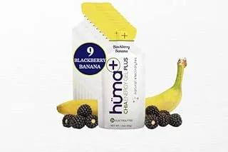 Huma Chia Energy Gel Plus - Blackberry Banana - 9 count x 42g - 21gr Carbs, 240mg Sodium, 2x Electrolytes, 100% All Natural, Vegan, Gluten Free, Caffeine Free, No Stomach Problems, Easy Digestion