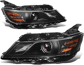 DNA MOTORING HL-OH-CI14-BK-AM Pair of Halogen Headlight Projector Beam Compatible with 2015-2020 Impala, Black Housing Clear Lens Amber Reflector