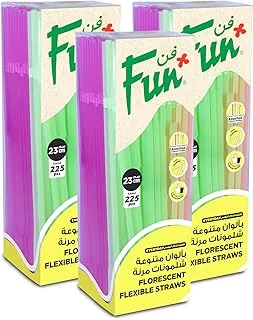 Fun promopack Disposable Flexible Plastic Straw, Assorted Colors (Pack of 225 X 3)