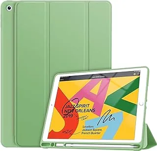 حافظة AWH iPad 7th/8th/9th Generation - متوافقة مع iPad 10.2 بوصة - حافظة iPad 10.2 مع حامل أقلام، غطاء ذكي خفيف الوزن مع ظهر TPU ناعم - نوم/تنبيه تلقائي - أخضر فاتح