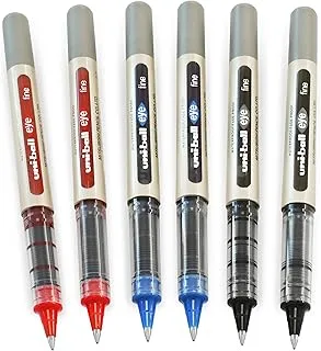 uni-ball EYE - UB-157 Rollerball Pens - 0.7mm Nib - Black, Blue, Red - Pack of 6