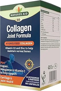 Natures Aid Collagen Joint Formula With Hydrolyzed Collagen | Contains Vitamin D3 & Zinc To Maintain Normal Bones | Copper, Manganese & Vitamin C To Support Cartilage & Joint Health | 60 Capsules