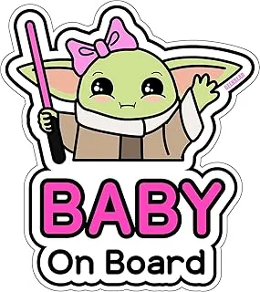 BPA® Baby on Board Sticker and Decal for Girl - Baby Bumper Car Sticker - Baby Window Car Sticker - Baby in Car Sticker - Cute Safety Caution Decal Sign for Cars… (Girl)