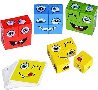 Baybee Wooden 3D Expression Building Block Puzzle Kids Toys, Wooden Toy Face Matching Building Block, Brain Board Games, Learning Educational Baby Toys 3D Puzzle Blocks for Kids 3+Years (3D Puzzle II)