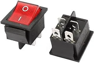 CentIoT - Square Illuminated Red Button - KCD4 DPST ON-Off 16A 250V AC / 20A 125V AC 4 Pin - Light Rocker Power Switch - for Car Auto Boat Truck (RED)