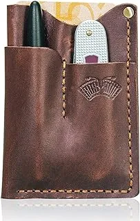 EASYANT Leather EDC Pocket Organizer Men Handmade Sheath Knife Holster Pouch Wallet Brown