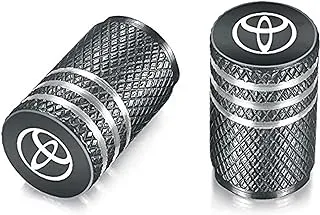 Sulfar 4pcs Car Tire Air Valve Caps- Auto Wheel Tyre Dust Stems Cover with Logo Emblem Waterproof Dust-Proof Universal fit for All Cars (toyota gray)