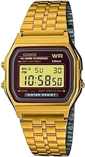 Casio Unisex Watch - A159WGEA-5DF Grey Dial, Brown Band