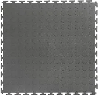 VERSATEX Garage Floor 18 x 18 inch Square Rubber Raised Coin Interlocking Floor Tiles for Home Gym, Garage Flooring, Trade Show Flooring, Basement Tiles, 16 Pack (Gray) (11GRN5321818C16)