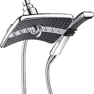 BRIGHT SHOWERS Dual Shower Head Combo Set, Handheld Showerhead Rainfall Shower Head Combo with Black Face, 60 Inch Long Stainless Steel Shower Hose, Chrome