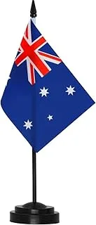 BPA® Australia Deluxe Desk Flag with Solid Pole, 6-Inch x 4-Inch Size