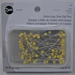 Dritz 112 Color Ball Pins, Extra Long, 1-3/4-Inch (250-Count), Yellow