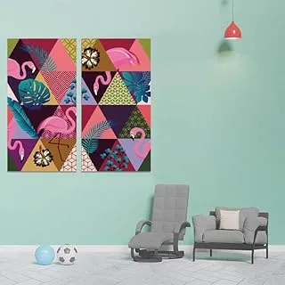 Triangles Gala With Animation, Canvas wall art painting, Multicolour, Canvas, 2 Pieces, 40 x 80 cm By(BPA®)