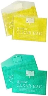 Maxi Fool Scap Clear Bag With Name Card Yellow + Fool Scap Clear Bag With Name Card Green