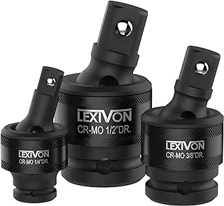 LEXIVON Premium Impact Universal Joint Socket Swivel Set | 3-Piece Ball Spring Design 1/2