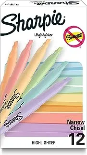 SHARPIE Pocket Highlighters, Mild Pastel Colors, Assorted, Chisel Tip, 12 Count