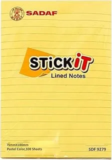 Sadaf Sticky Notes 100 Sheets, 75 mm x 100 mm Size, Pastel Yellow