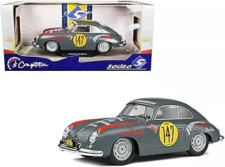 Solido Porsche 356 Pre-A 147 Carrera Panamericana 1954 Competition Series 1/18 Diecast Model Car, Grey