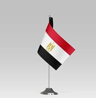 BPA® EGYPT FLAG علم طاولة صغير الحجم مع حامل ديكور مكتبي أنيق (23x10 سم)