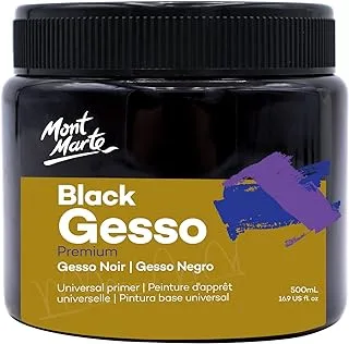 Mont Marte Black Gesso 17oz (500ml), Universal Primer, Suitable for All Paints Including Acrylic and Oil