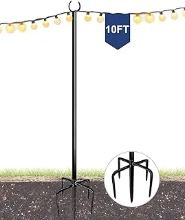 Eazielife 10FT String Light Pole for Outdoor, Heavy Duty Metal Lighting Stand Pole for Garden Lawn Backyard Patio Holiday Wedding Party Decorations (1 Pack)