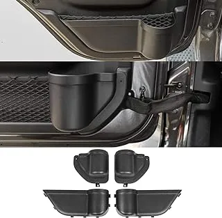 YOCTM Front and Rear Door Organizer Tray For 2018 2019 2020 2021 2022 2023 Jeep Wrangler JL 4XE JLU Rubicon Sport Sahara Gladiator JT Interior Storage Accessories Black (Front Door + Rear Door)