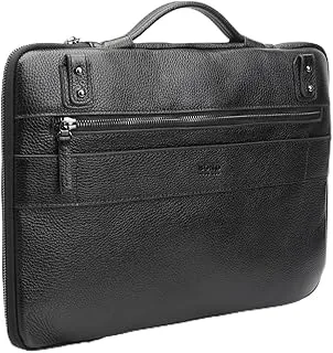 Bond Leather Crossbody Laptop Bag with Adjustable + Removable Strap, Travel Office Bag and Business Briefcase, Document Holder, Black