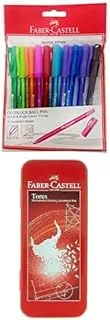 Faber-Castell Ball Pen 0.7Mm Poly Bag Of 10Pc + TORUS MATHEMATICAL SET 9PC