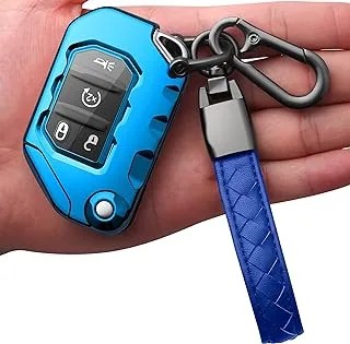 Autophone Compatible with Jeep Key Fob Cover with Leather Keychain Soft TPU Protection Key Case